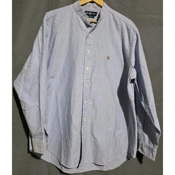 Vintage Ralph Lauren Shirt Mens 17.5 Yarmouth Oxford Blade Collar Flesh Pony - Picture 2 of 4